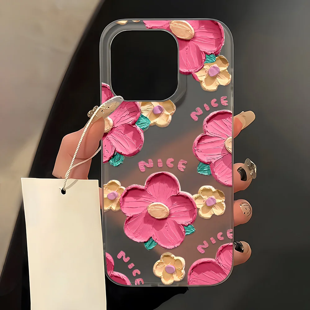 INS Flower Soft Phone Case for iPhone 16 Pro Max Case iPhone 17 15 13 14 12 11 Pro 12 Mini Plus Silicone Shockproof Back Cover