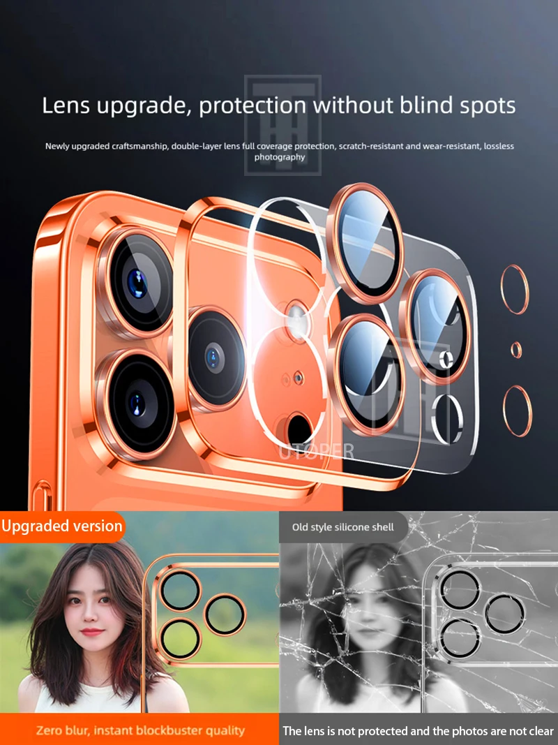 S9b68eba78ede4df8a09122ab631efbe1y.webp New Orange Ultrathin 17 Phone Case for iPhone 17 Air 16 15 14 13 12 11 Pro Max Plus Clear Plating Soft TPU Lens Protect Cover