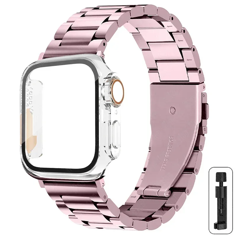 S9d1d46ccc2cc4d99ad421553b9b87cb94-2.webp Stainless Steel Strap+Ultra Case for Apple Watch Band 44mm 45mm 41mm 40mm 42mm Case Metal Strap for iWatch Series 9 8 7 6 SE 5 4