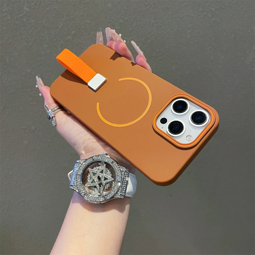 S9d6722046e8647c3aa039fb1910bf767f.webp For MagSafe Magnetic Phone Grip with Silicone Finger Strap Case For iPhone 17 Air 16 Pro Max 15 14 Plus 13 12 11 Soft Cover