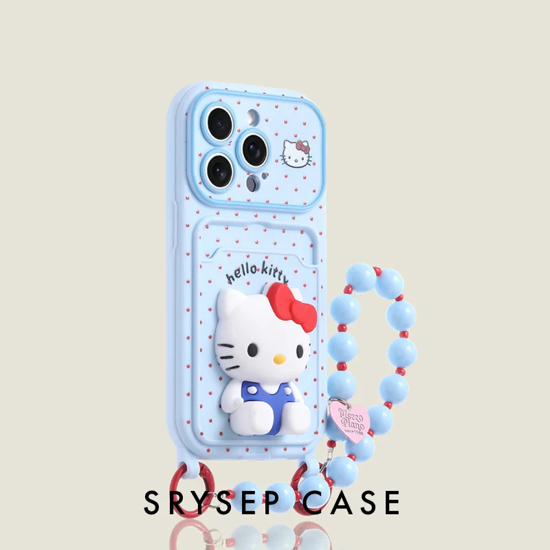 iPhone Lanyard Series | Cartoon Kitty Puppy Design Card Holder Phone Case