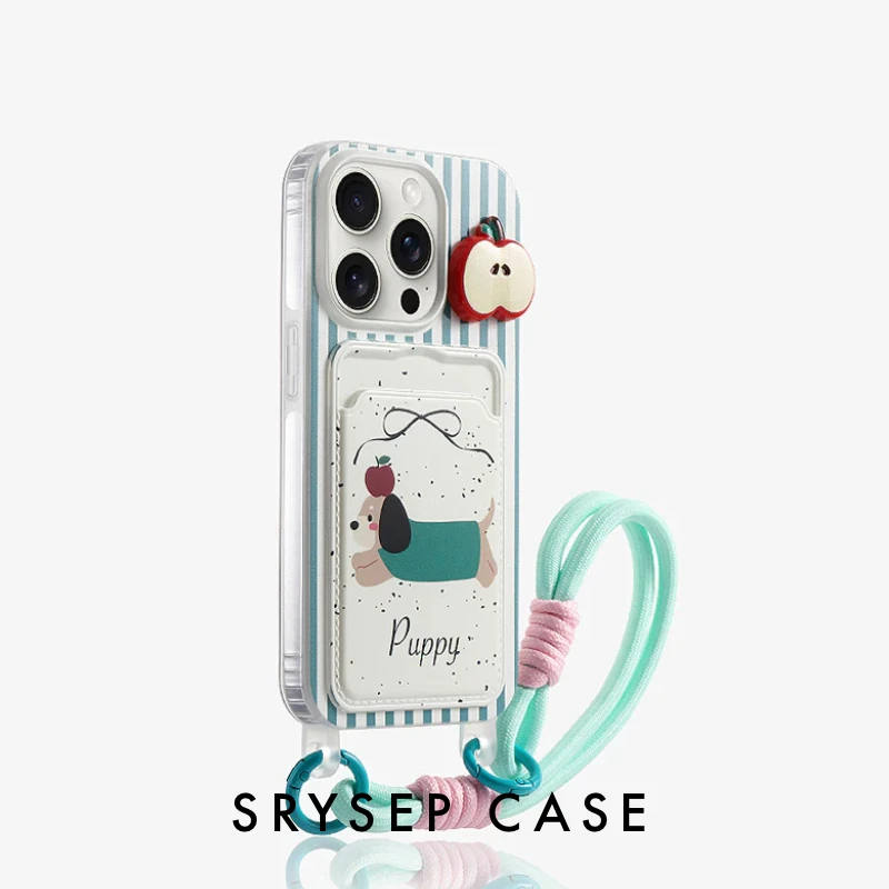iPhone Lanyard Series | Cartoon Kitty Puppy Design Card Holder Phone Case