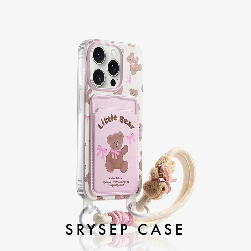 iPhone Lanyard Series | Cartoon Kitty Puppy Design Card Holder Phone Case