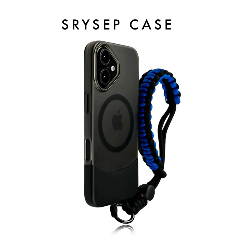 SKU-04dsfg iPhone Lanyard Series | Contrast Color Matte MagSafe Magnetic Phone Case