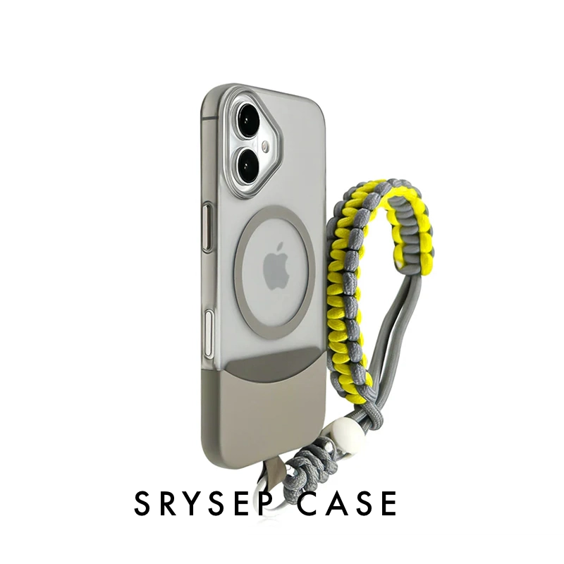 SKU-04sdgh iPhone Lanyard Series | Contrast Color Matte MagSafe Magnetic Phone Case