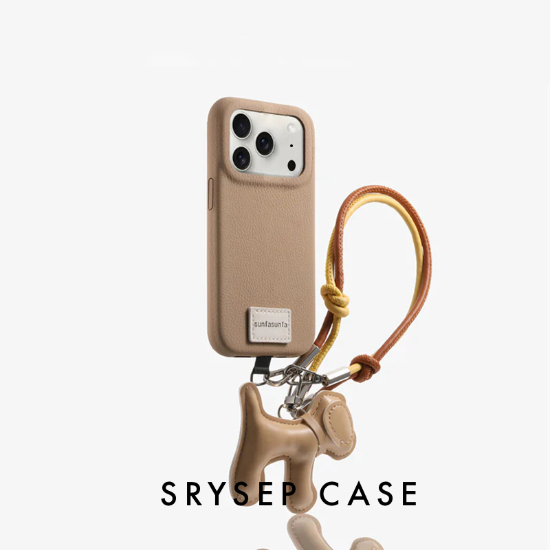 SKU-06r7r4 iPhone Lanyard Series | Genuine Leather Phone Case with Free Dachshund Pendant