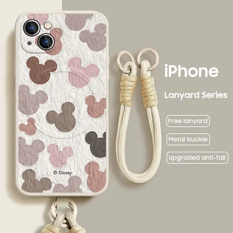 SKU-18-iPhone15 iPhone Lanyard Series | Mick Mouse Liquid Silicone MagSafe Phone Case
