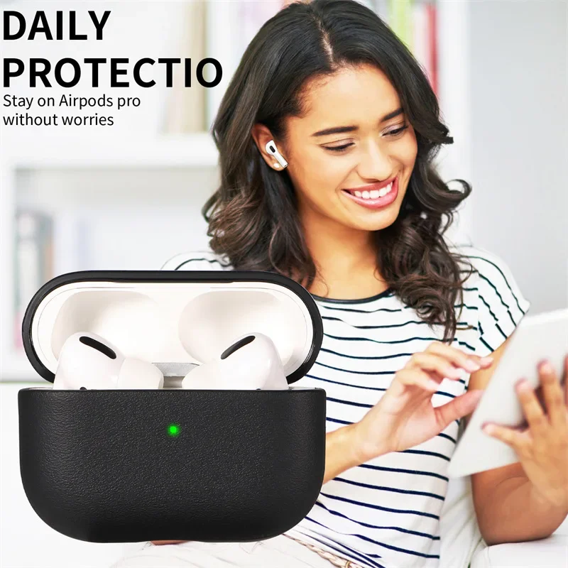 Leather grain Case For AirpPods Pro 2 For Airpods Pro 3 Case Airpods 4 3 Apple Bluetooth Earphone Accessories Protect Machine