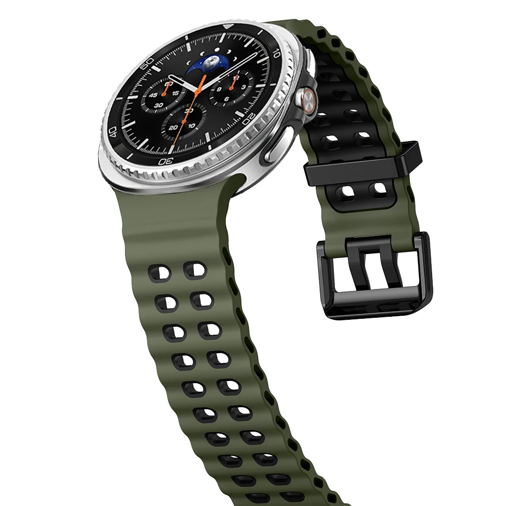 Sa0c0c10dc130432dbcf94fce32b384bfi.webp Sport silicone Band For Samsung Galaxy Watch 8 classic 46mm Two color Marine belt Bracelet correa Galaxy Watch 8 40mm 44mm strap