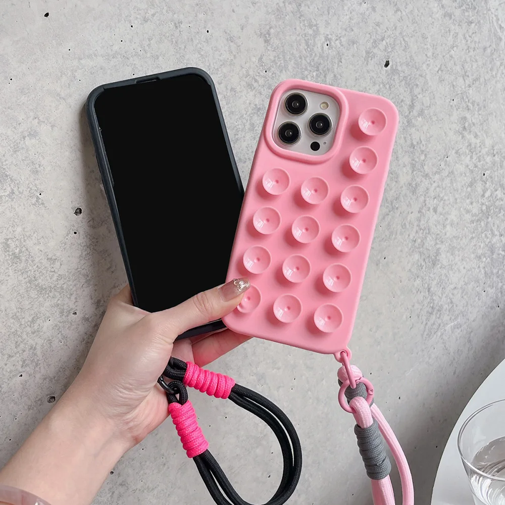 Sa11fcb9dfacf4aa88e6d921cd6f4d93cD.webp 3D Suction Cup Silicone Phone Case For iPhone 16 Pro Case iPhone 13 15 17 11 12 14 Pro Max Anti Slip Wall Stand Back Cover Coque