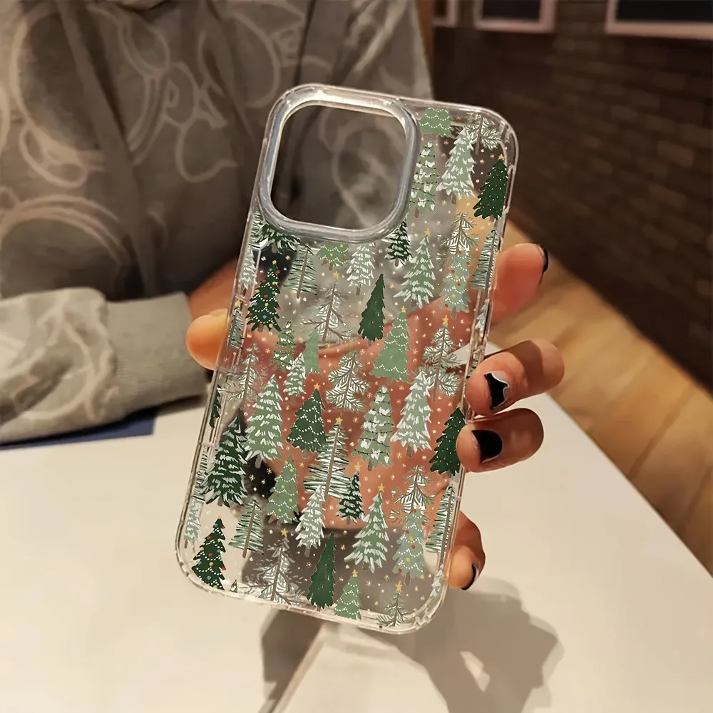 Sa2ed0160f8bc4a49bbb3bed7aa89737cd.webp Fir Christmas Tree Aesthetic Clear Phone Case for iPhone 17 16 11 15 14 13 12 Pro Max XS X 7 8 Plus Transparent Back Phone Cover