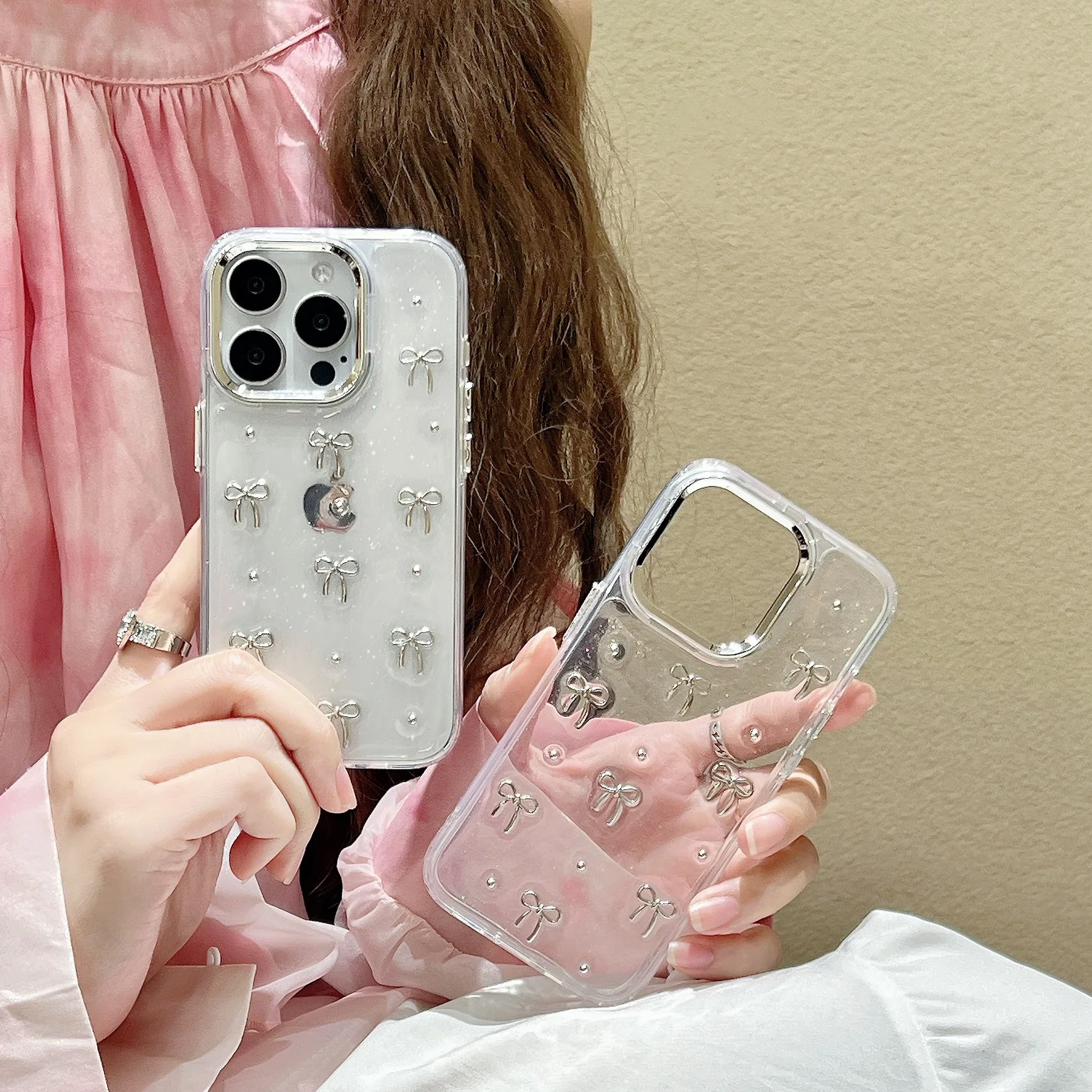 Sa306f7e23a6d4547b248ab8c9e0faaf27.webp Luxury Bling Glitter Bow Phone Case For iPhone 17 16 15 14 13 12 11 Pro Max Plus Transparent Silicone Shockproof Bumper Cover