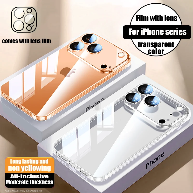 Sa35b1ff07fe045a6b6cae8a72921d30ft.webp New Full Lens Protect Ultra Thin Transparent TPU Plating Case for iPhone 17 Air 16 15 14 13 12 11 Pro Max Plus Soft HD Cover