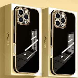 Sa47e160c799b4abab4524b3ceb27ecc8n-1.webp Golden Border Plating Solid Color Silicone Soft Case for iPhone 16 15 14 11 12 13 Pro Max 16 Plus Gloss Fashion Protect Cover