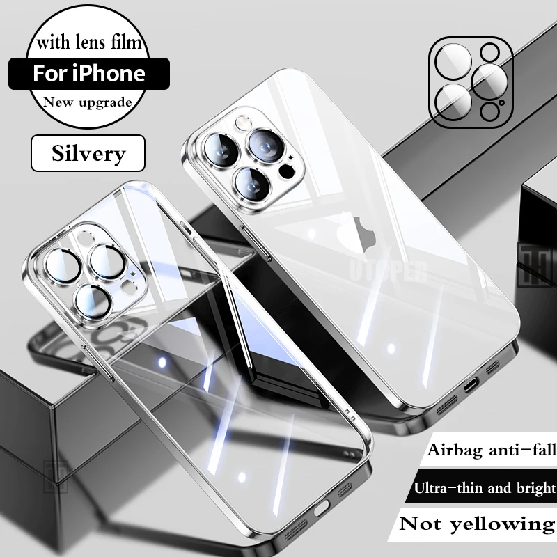 Sa50e9f292aa4472fa0f801c6ab43b1bfp.webp Luxury High Quality Upgrade Plating TPU Soft Case for iPhone 17 Air 16 15 14 13 12 11 Pro Max Plus Clear Lens Film Protect Cover