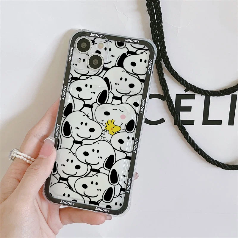 Funny Snoo Card Bag Phone Case For IPhone 16 15 14 13 12 17 Pro Max Mini Plus 16E 17 AIR Wallet Soft Clear Cute Cartoon Cover