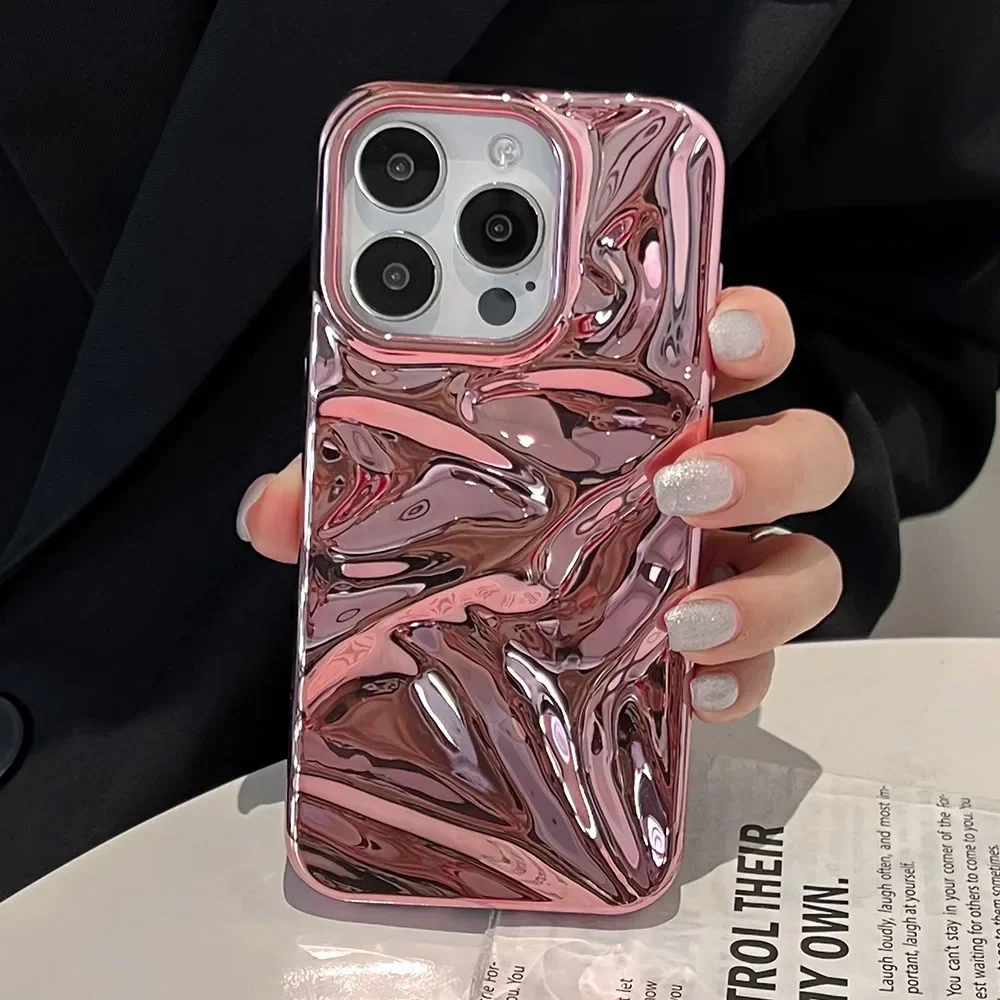 Sa6ae4bdb74eb41b1b2181e29e499733fE.webp Luxury Electroplate Silvery 3D Wrinkle Phone Case For iphone 17 Air 16 15 14 Plus 13 11 12 Pro Max Water Ripple Shockproof Cover