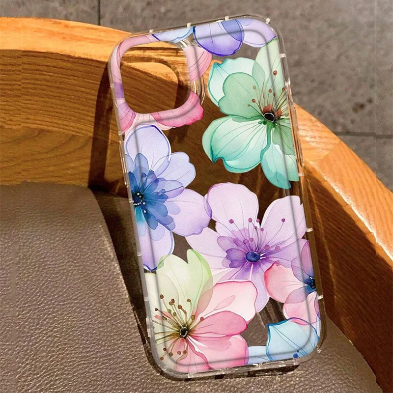 Sa75b5cdca4c5420486c8ee0cee4c0feee.webp Flower Lily Hibiscue Print Clear Phone Case for Iphone 16 15 14 13 12 11 17 Pro Max Mini 16E 7 8 Plus Vintage Floral Soft Cover