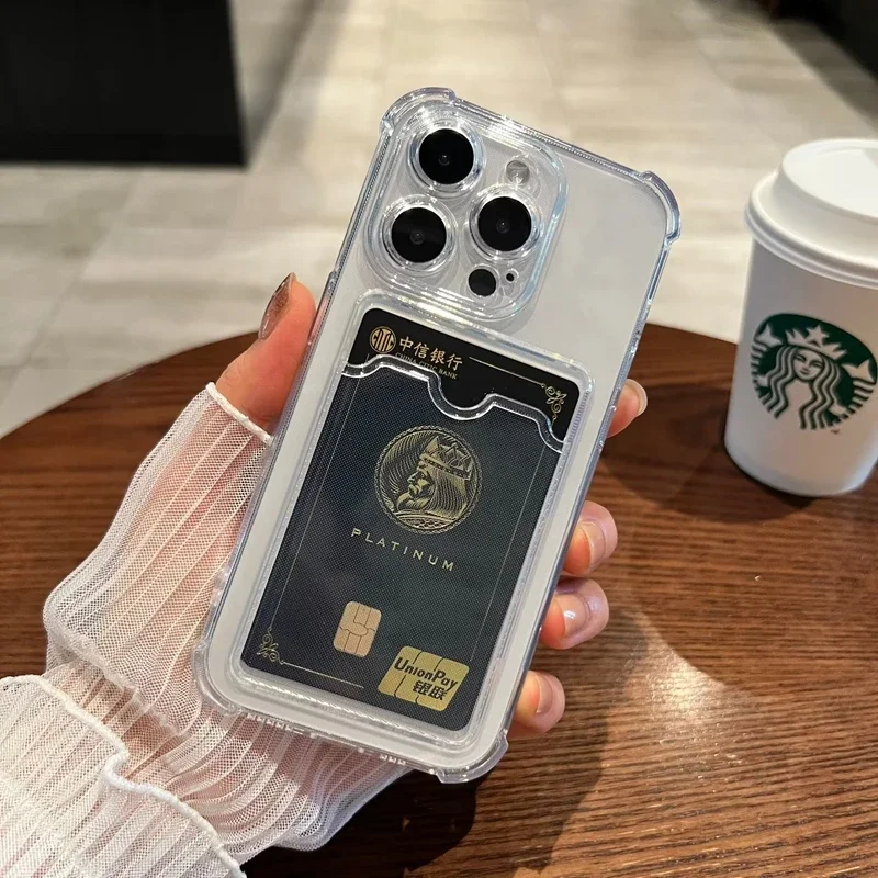 Sa7d687083e4d41d48924af4f9681e631l.webp Luxury Soft Card Bag Phone Case For iPhone 17 16 15 14 13 12 11 Pro Max X XS Max XR 7 8 Plus SE 2022 Transparent Bumper Cover