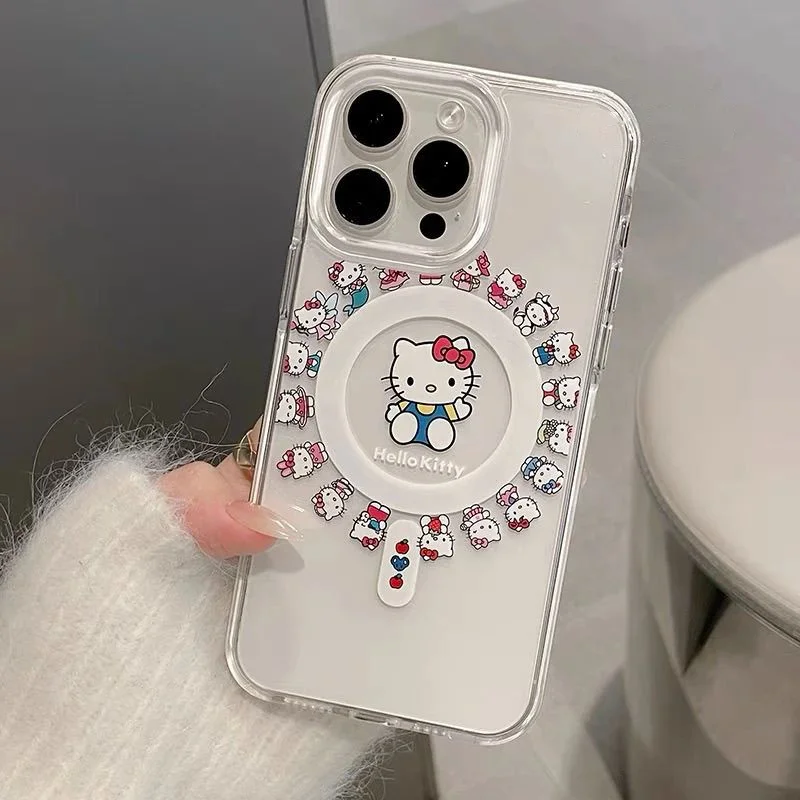 Cartoon Kitty Cat Magsafe Magnetic Phone Case for Iphone 17 Air 16 Pro Max 16E 11 12 13 14 15 Pro Max Mini Plus Cover