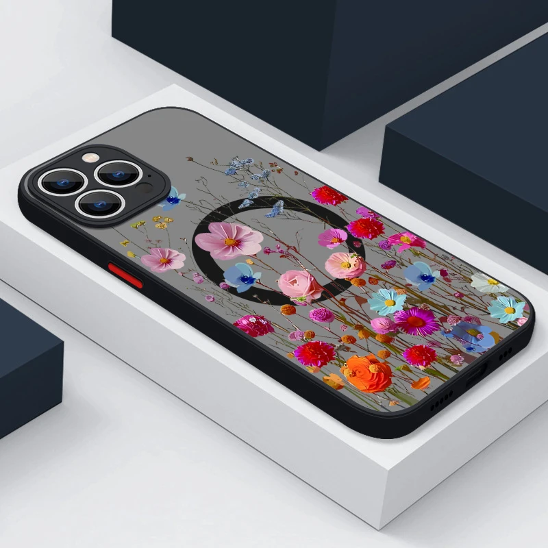 Sa9305f5b57304ac4a0bc09b3058d1e37J.webp Magnetic Colorful Flower Phone Case For iPhone 17 15 16 Pro Max 14 13 12 Pro Air 11 For Magsafe Wireless Charge Soft Edge Cover