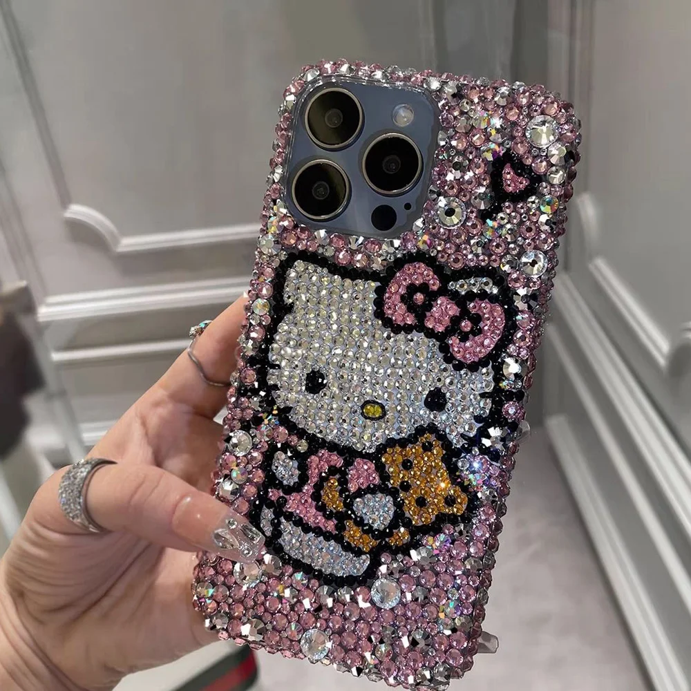 Sa97c79fe441f4e788ac1f8182c23a409Z.webp Cute Kitty Cat Rhinestone Bling Crystal Phone Case Chain For iPhone 16 12 13 14 15Pro Max X Xs XR 7 8 Plus SE 2 3 10 Transparent Bu