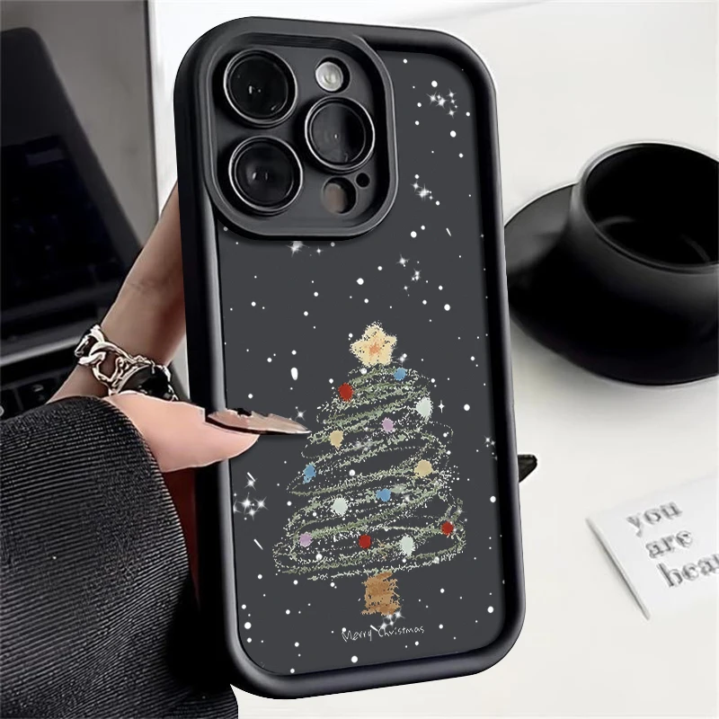 Christmas Tree Printed Soft TPU Case For iPhone 17 16e 15 16 Pro Max 14 Plus 13 12 Pro Max 11 17 Air Shockproof Phone Cover