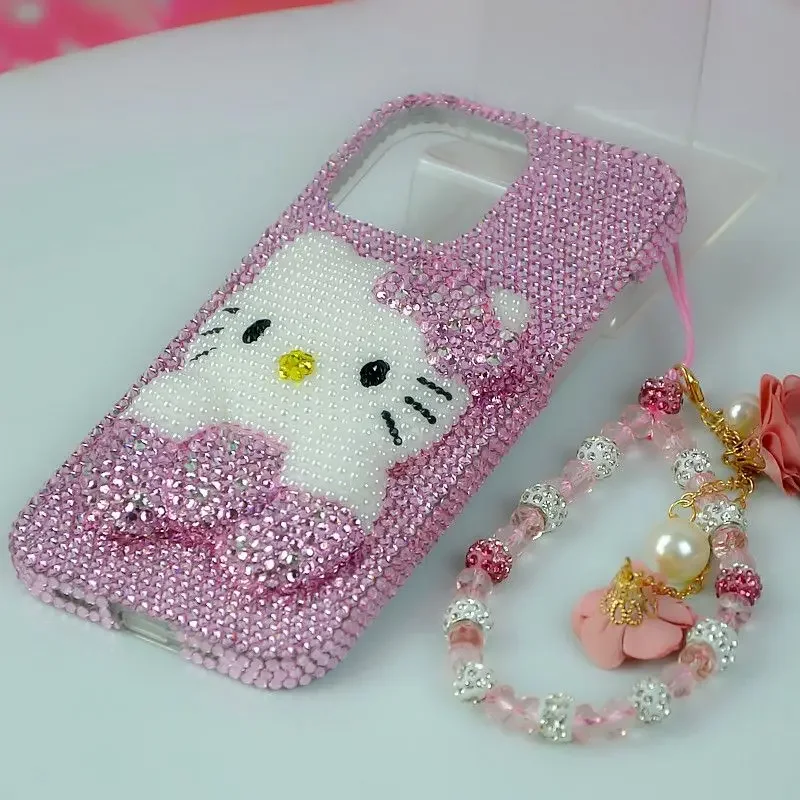 Sab15d4e5c1c5441ab5a5820e2ddf1f89W.webp Cute Kitty Cat Rhinestone Bling Crystal Phone Case Chain For iPhone 16 12 13 14 15Pro Max X Xs XR 7 8 Plus SE 2 3 10 Transparent Bu