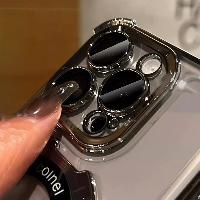 New Invisible Bracket Strong Magnetic Magsafe Case for iPhone 16 15 14 13 11 12 Pro Max Plus Lens Film Protect Clear Soft Cover