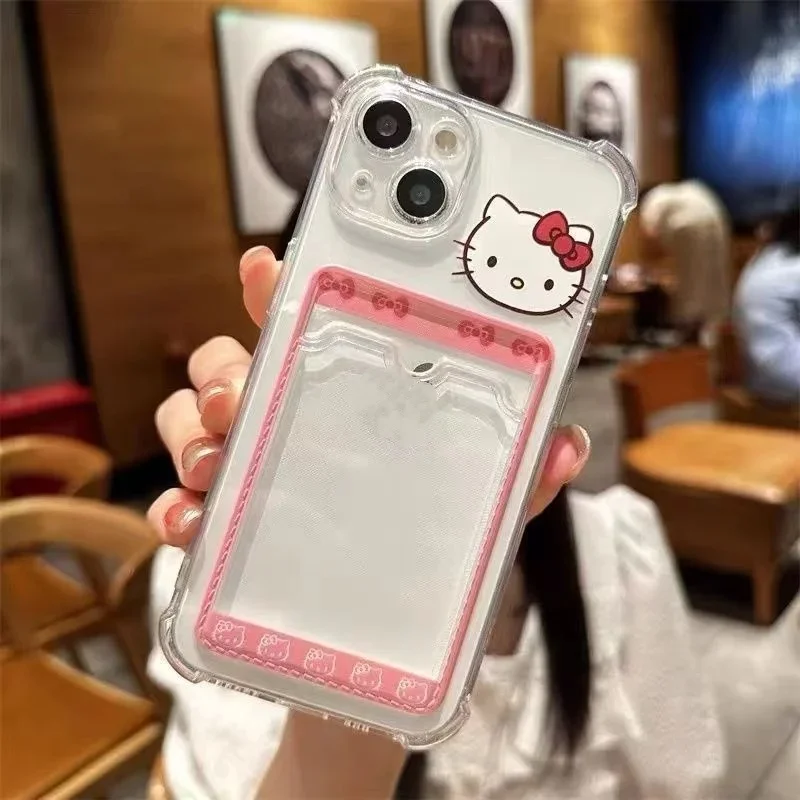 Cartoon Kitty Cute Cat Case For iPhone 17 Pro Max 17 Air 16 12 11 15 14 13 Pro Max 16 Plus XS Max 13 Mini Card Holder Slot Bag