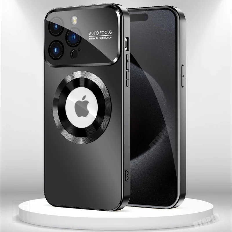 Sada4f1dc1d734ba68da0e020f7a4f097a.webp New Luxury Matte PC Big View Glass Lens Protection Case for iPhone 17 Air 16 15 14 13 12 11 Pro Max Plus Magsafe Magnetic Cover