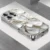 Oil Painting White Flowers Tempered Glass Electroplated Phone Case For iPhone 17 16 15 14 13 12 11 Pro Max Plus 16E 17 Air Cover