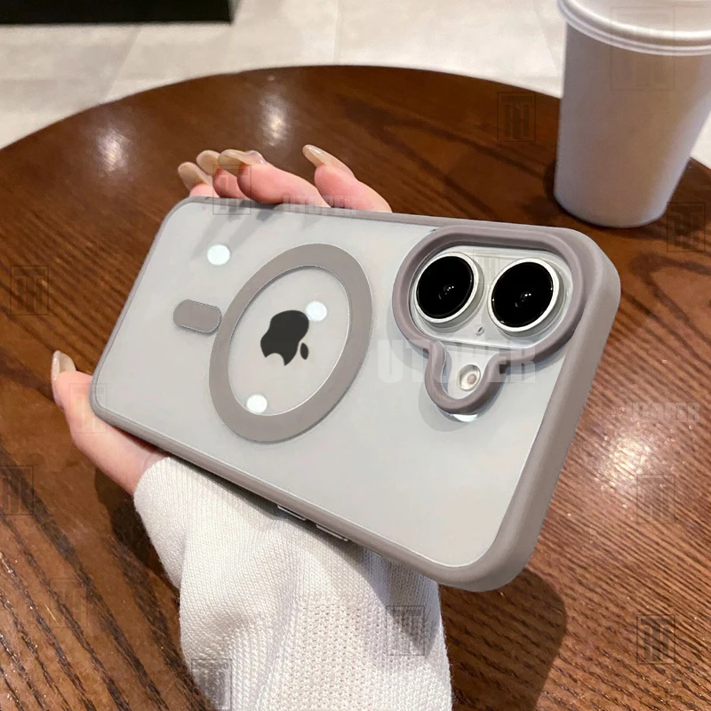 New Senior 16 Pink Magsafe Magnetic Phone Case for iPhone 16 15 14 13 12 11 Pro Max Plus Matte Frame Clear Antiskid Hard Cover