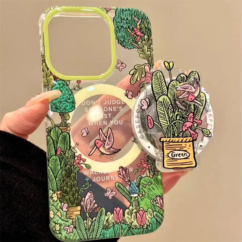 Saf7041f51b7b4050bf87b3c08395233eB.webp Magnetic spring and summer butterfly flower cluster phone case with magnetic bracket for iPhone11 12 13 14 15 16 17 Pro max