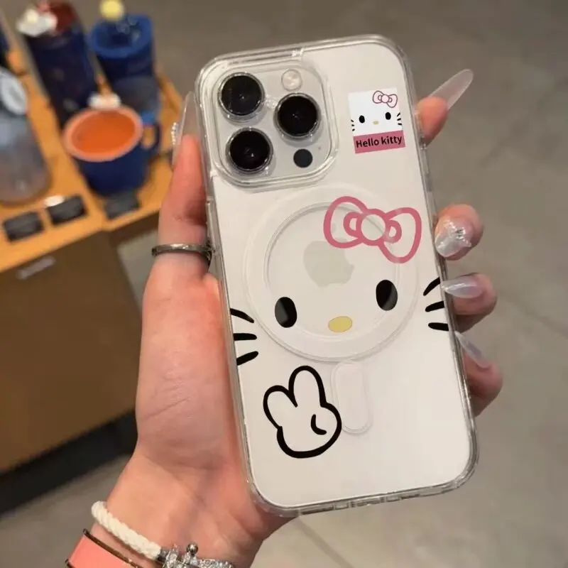Cartoon Kitty Cat Magsafe Magnetic Phone Case for Iphone 17 Air 16 Pro Max 16E 11 12 13 14 15 Pro Max Mini Plus Cover