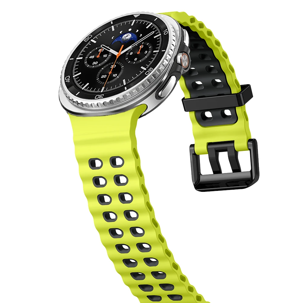 Sb040afcacd0247f4adf5c6f3908684dfr.webp Sport silicone Band For Samsung Galaxy Watch 8 classic 46mm Two color Marine belt Bracelet correa Galaxy Watch 8 40mm 44mm strap
