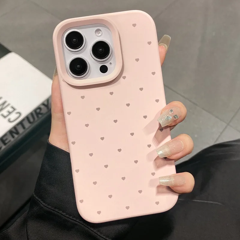 Sb1b8b4fbbcb04e80bf9d4f01e1e5b754H-1.webp Cute Love Heart Candy Color Matte Case for iPhone 17 16 15 Pro Max 14 Plus 12 13 11 Air Soft Liquid Silicone Ultra Slim Cover
