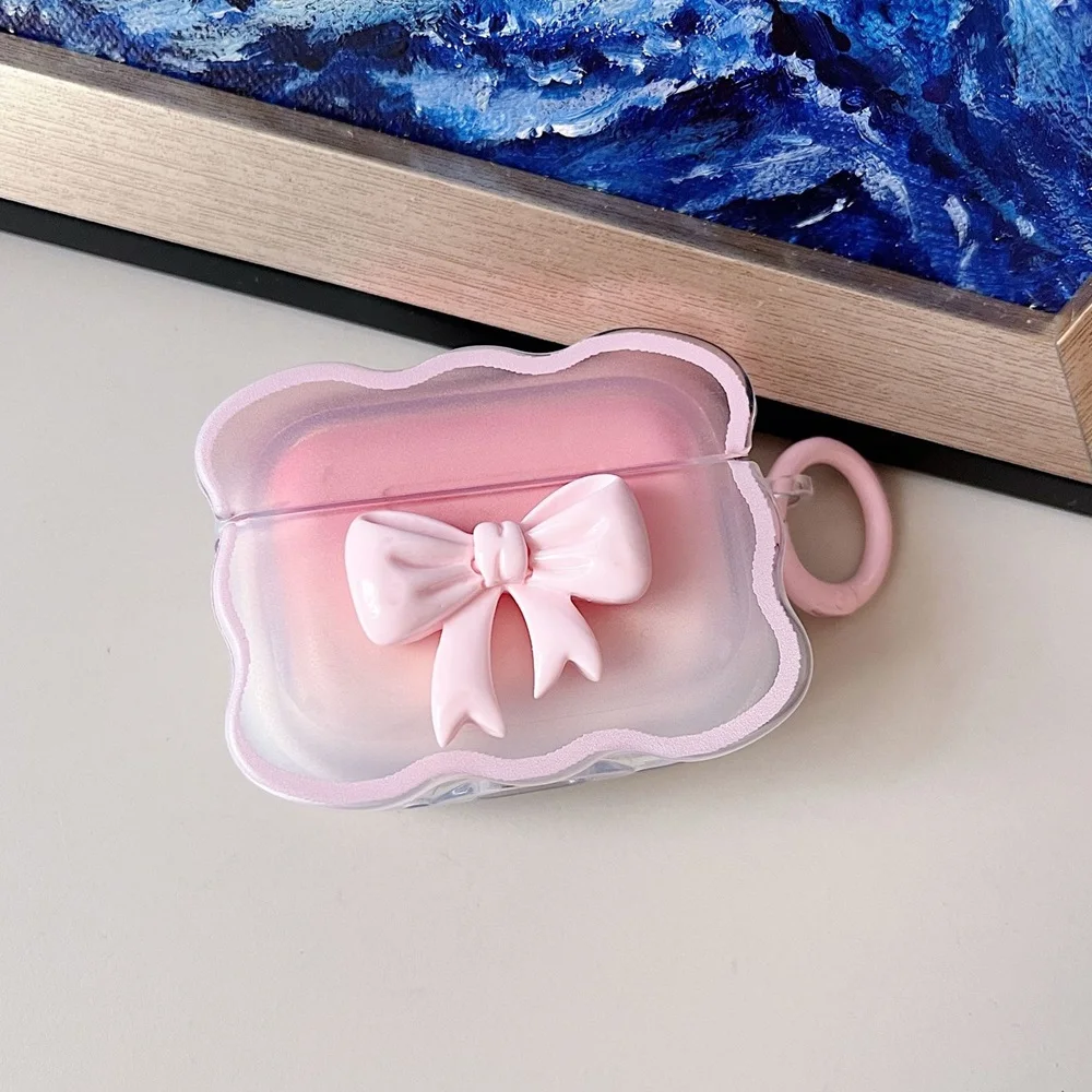 Sb2805b59e7dc4a469ce4da6160b4c908a.webp 3D Bow Wave Earphone Case for Apple AirPods 1 2 Case Pink Floral Girls Cover for AirPods Pro Wireless Box With Keychain