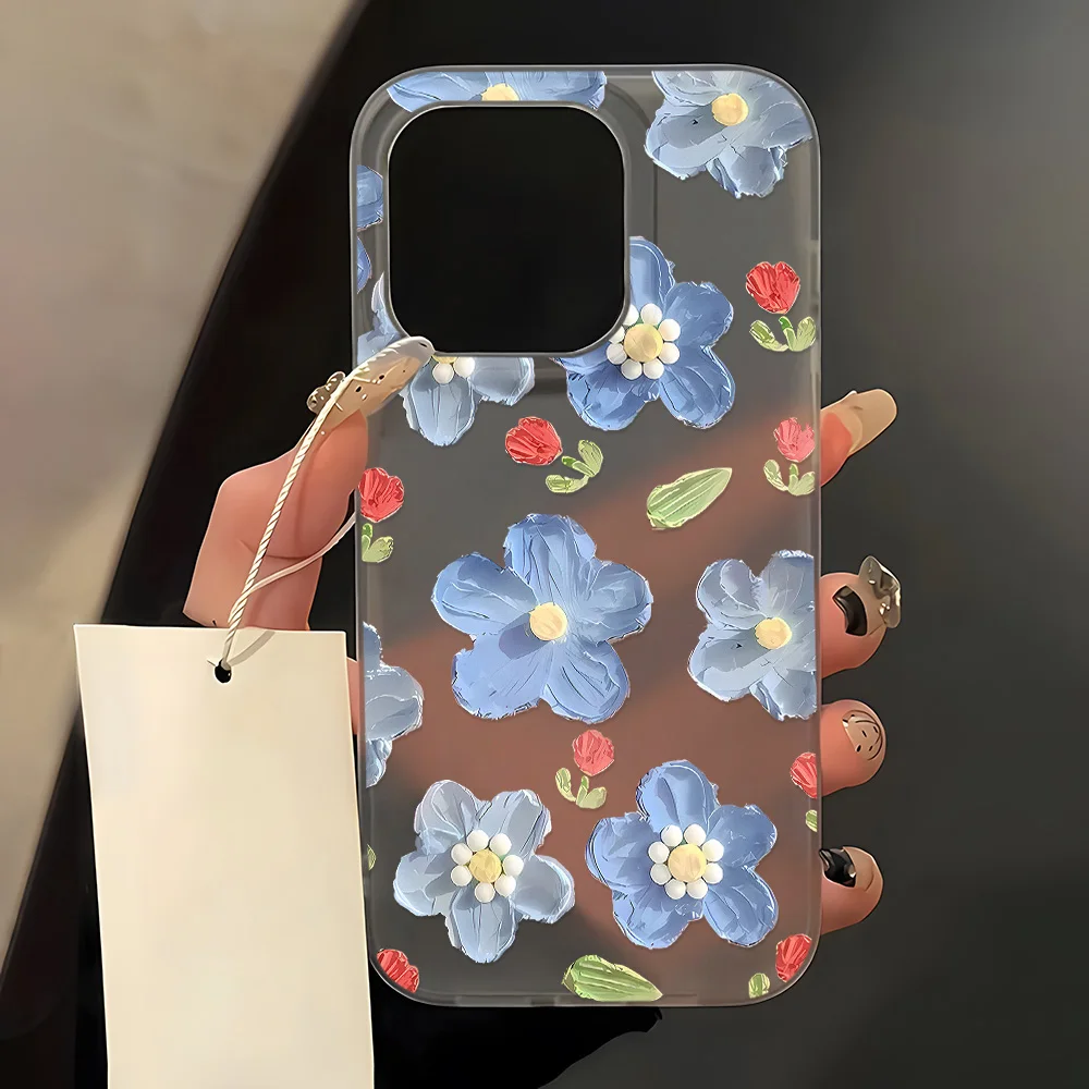 INS Flower Soft Phone Case for iPhone 16 Pro Max Case iPhone 17 15 13 14 12 11 Pro 12 Mini Plus Silicone Shockproof Back Cover