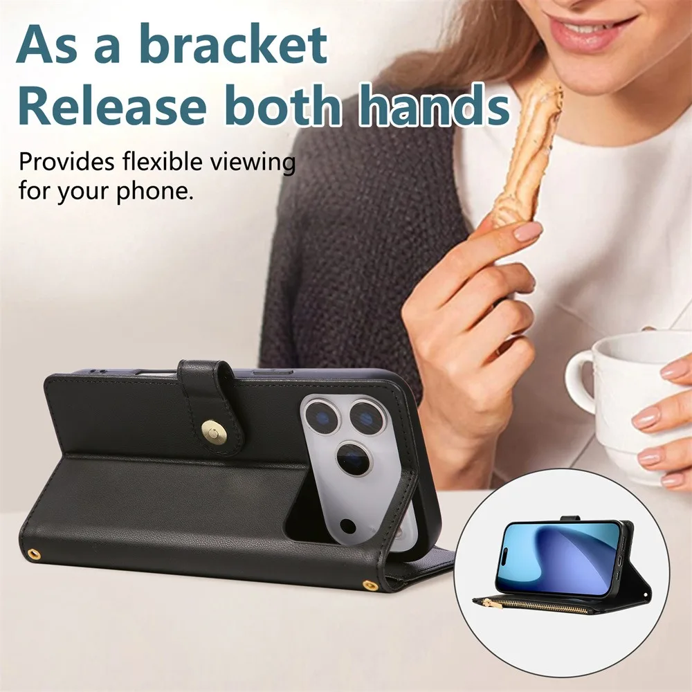Sb388aefa5ea5452eaa678906e93629b6r.webp PU Leather Card Holder Wallet Phone Case with Crossbody & Wrist Strap for iPhone 16E 17 Ari 16 15 14 13 12 11 Pro Max XS 8 Plus