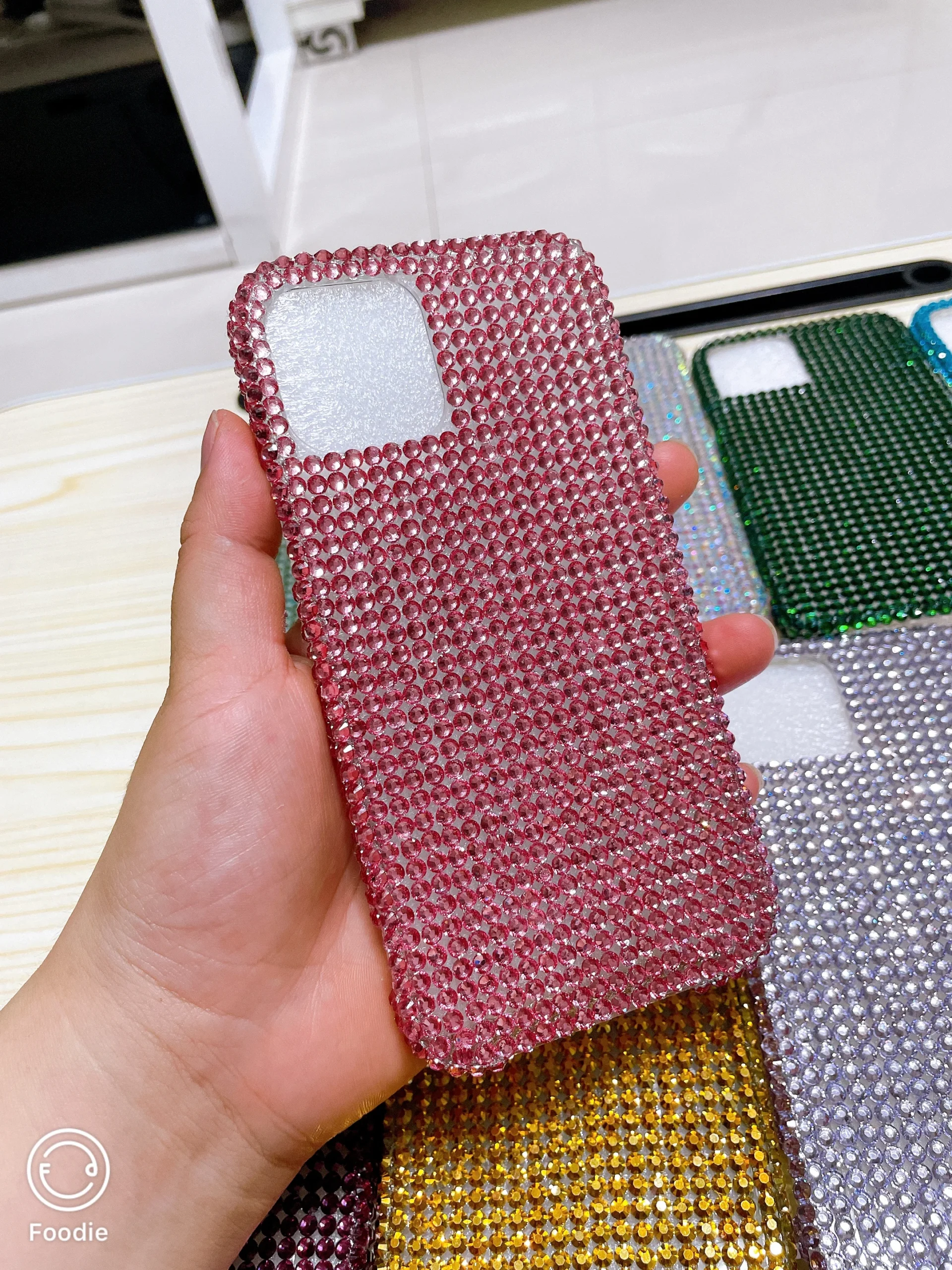 Sb42678c9f12646048ad684c203be3c545-2.webp Luxury fashion Bling Rhinestone Gem diamond Soft phone case for apple iPhone 17 Air 16 15 14 13 12 XR 11 Pro Max Glitter cover