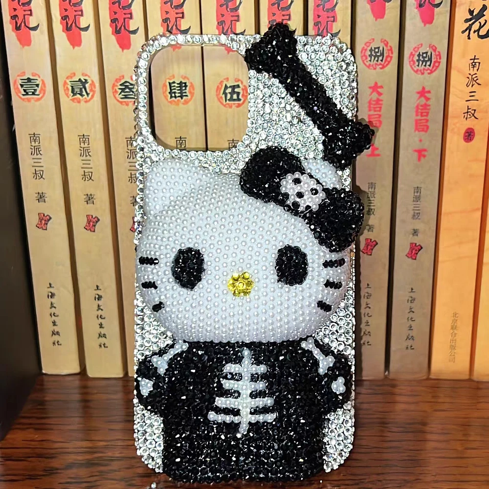Sb49645a41fe842fba5c9684aa0ade2ces.webp Cute Kitty Cat Rhinestone Bling Crystal Phone Case Chain For iPhone 16 12 13 14 15Pro Max X Xs XR 7 8 Plus SE 2 3 10 Transparent Bu