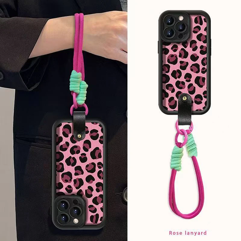 Sb613a5104830445d880fa67278dd8c90b.webp Rose Leopard Print Wrist Strap Phone Case For IPhone 17 16 Pro Max Cases iPhone 17 Air 16e 15 14 13 12 11 XS X XR 7 8 Plus Cover