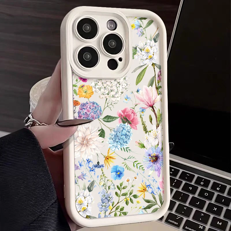 Sb6332875f16d43cbb768c3708ae7ee6cm-2.webp Hydrangea Flower Soft TPU Case For iPhone 17 Air 16e 16 15 14 Pro Max 13 12 11 Pro Max XR X XS Shockproof Silicone Phone Cover