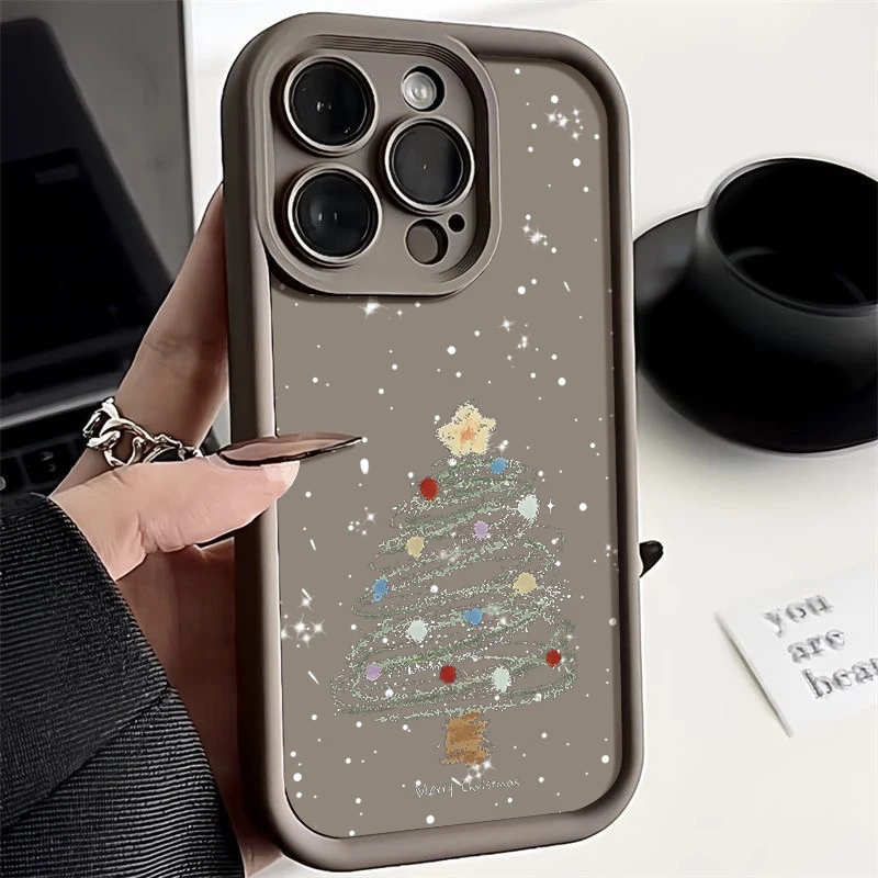 Christmas Tree Printed Soft TPU Case For iPhone 17 16e 15 16 Pro Max 14 Plus 13 12 Pro Max 11 17 Air Shockproof Phone Cover
