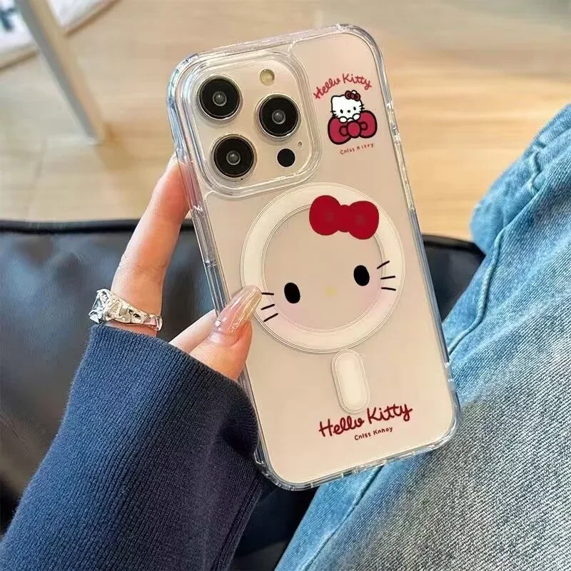 Cartoon Kitty Cat Magsafe Magnetic Phone Case for Iphone 17 Air 16 Pro Max 16E 11 12 13 14 15 Pro Max Mini Plus Cover