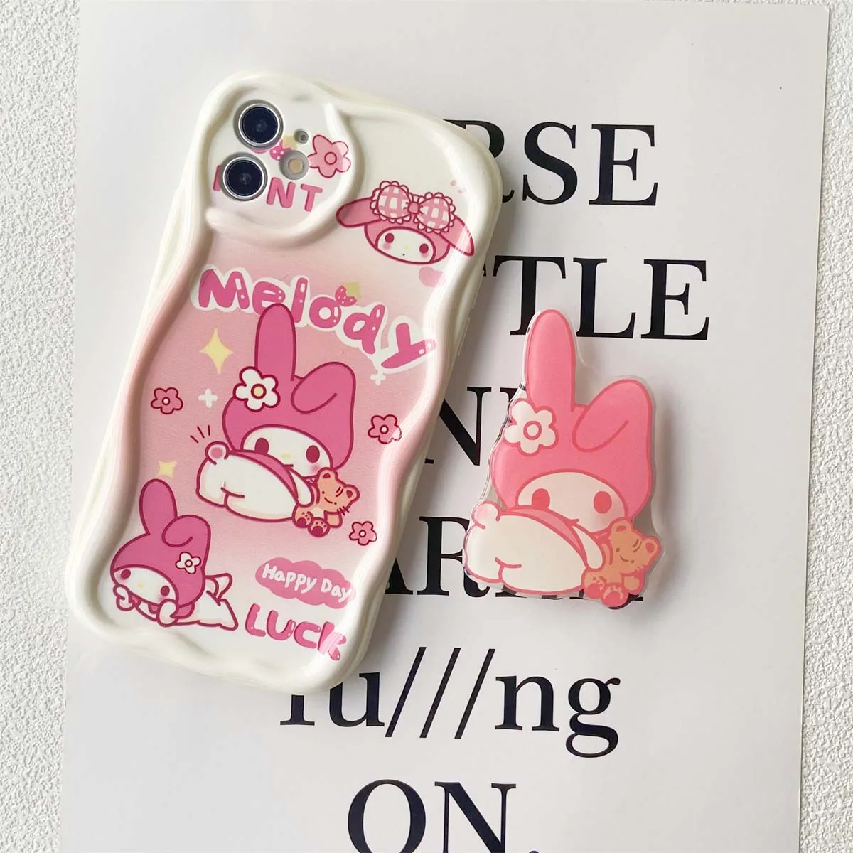 Sb7606d90b3044642a860cf2f81f5433aO.webp Cute Kitty Cat Grip Tok Holder Wave Soft Phone Case For IPhone 16 15 17 Pro Max 14 11 12 Pro 17 Air 13 Mini 16E