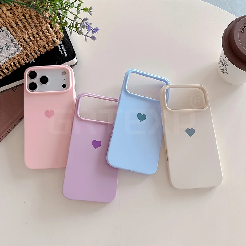 Sb8b7801fc4694d74a762e01f6e506152E.webp Matte Candy Color Love Heart Silicone TPU Soft Case For Iphone 17 Pro 17 Promax 17 Air Solid Color Frosted Shell 