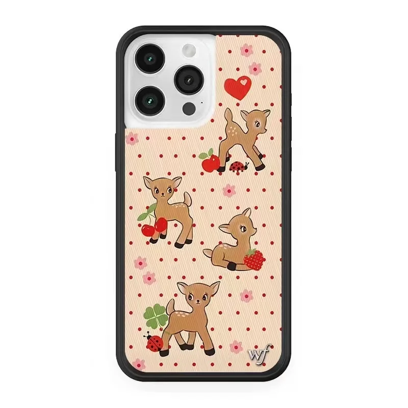 Wildflower 3D Christmas fawn Phone Case for iPhone 16 15 14 13 12 17 Pro Max Plus Air 16pro Cherry Strawberry WF Cartoon Cover
