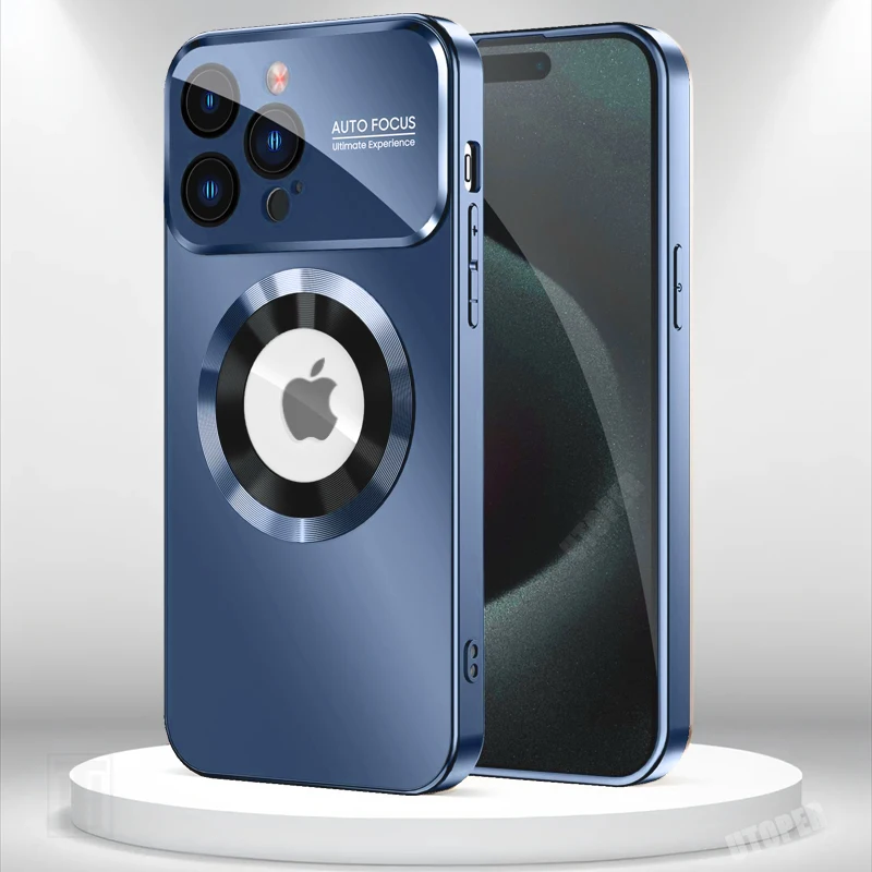 Sb9001b199e134104a88abc47bca18256m.webp New Luxury Matte PC Big View Glass Lens Protection Case for iPhone 17 Air 16 15 14 13 12 11 Pro Max Plus Magsafe Magnetic Cover
